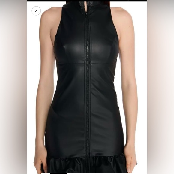 RUFFLED PU MINI DRESS Medium - Picture 2 of 8